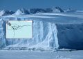 Antarctica Weddell Sea Riiser Larsen Ice Shelf Iceberg and radar image of river beneath Antarctica. YAYIMAGES.