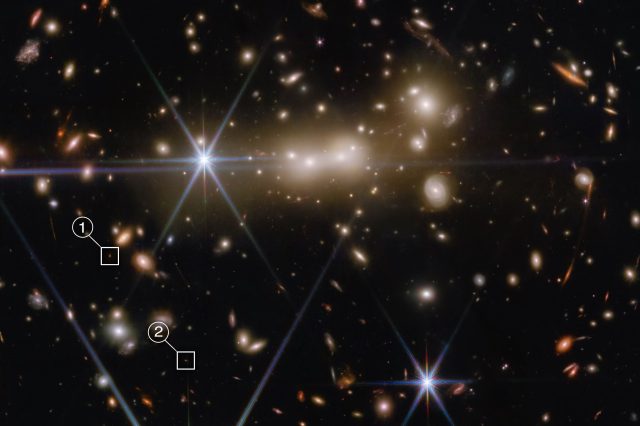 James Webb image of MACS0647. Credits: SCIENCE: NASA, ESA, CSA, STScI, and Tiger Hsiao (Johns Hopkins University) IMAGE PROCESSING: Alyssa Pagan (STScI)