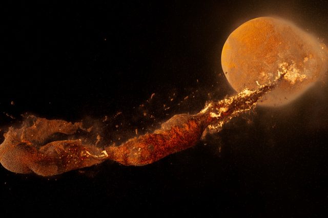 An illustration of how the Moon formed following a massive impact. Image Credit: University of Durham.