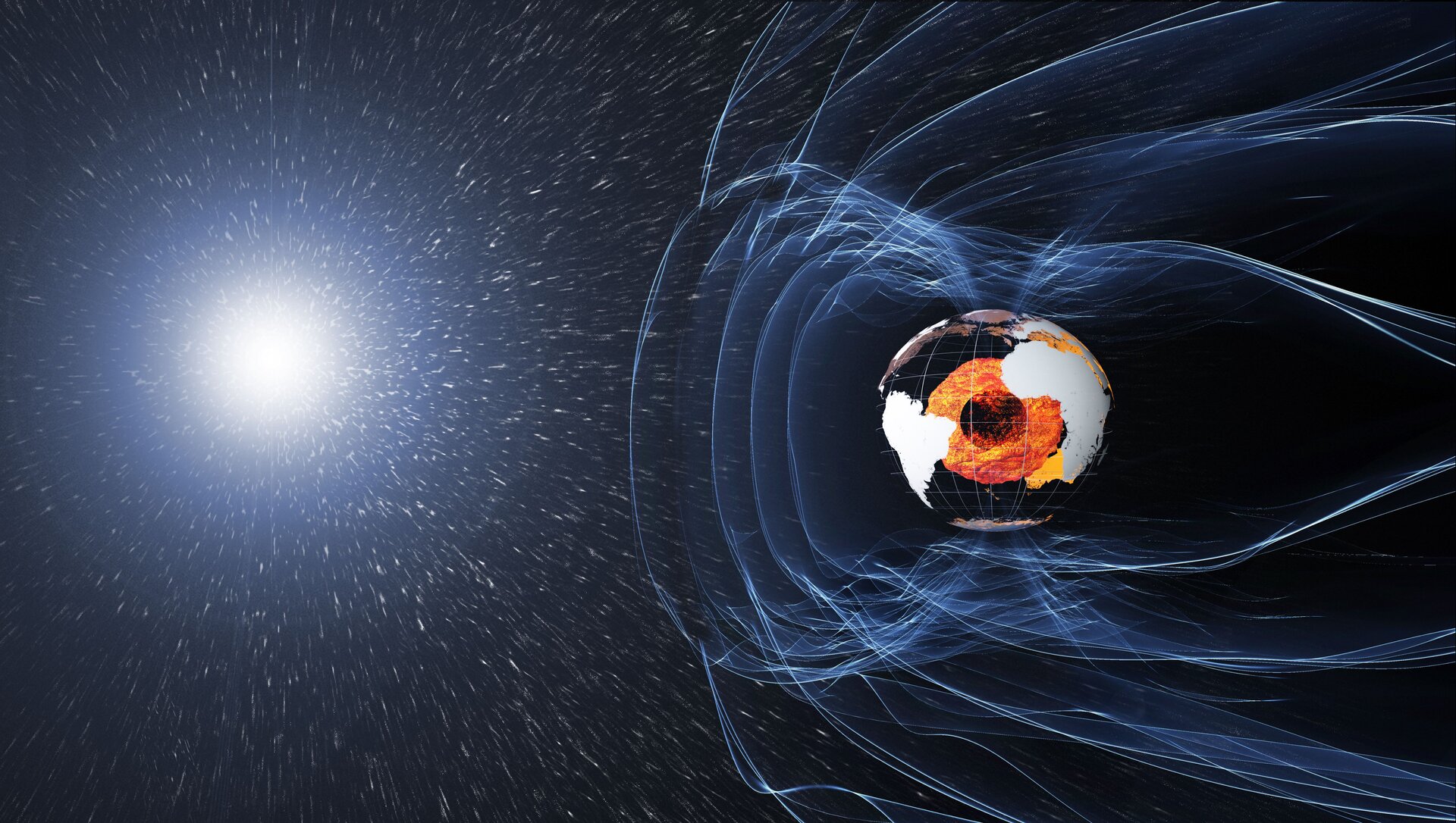 An illustration of the magnetic field of the Earth. Image Credit: ESA/ATG medialab.