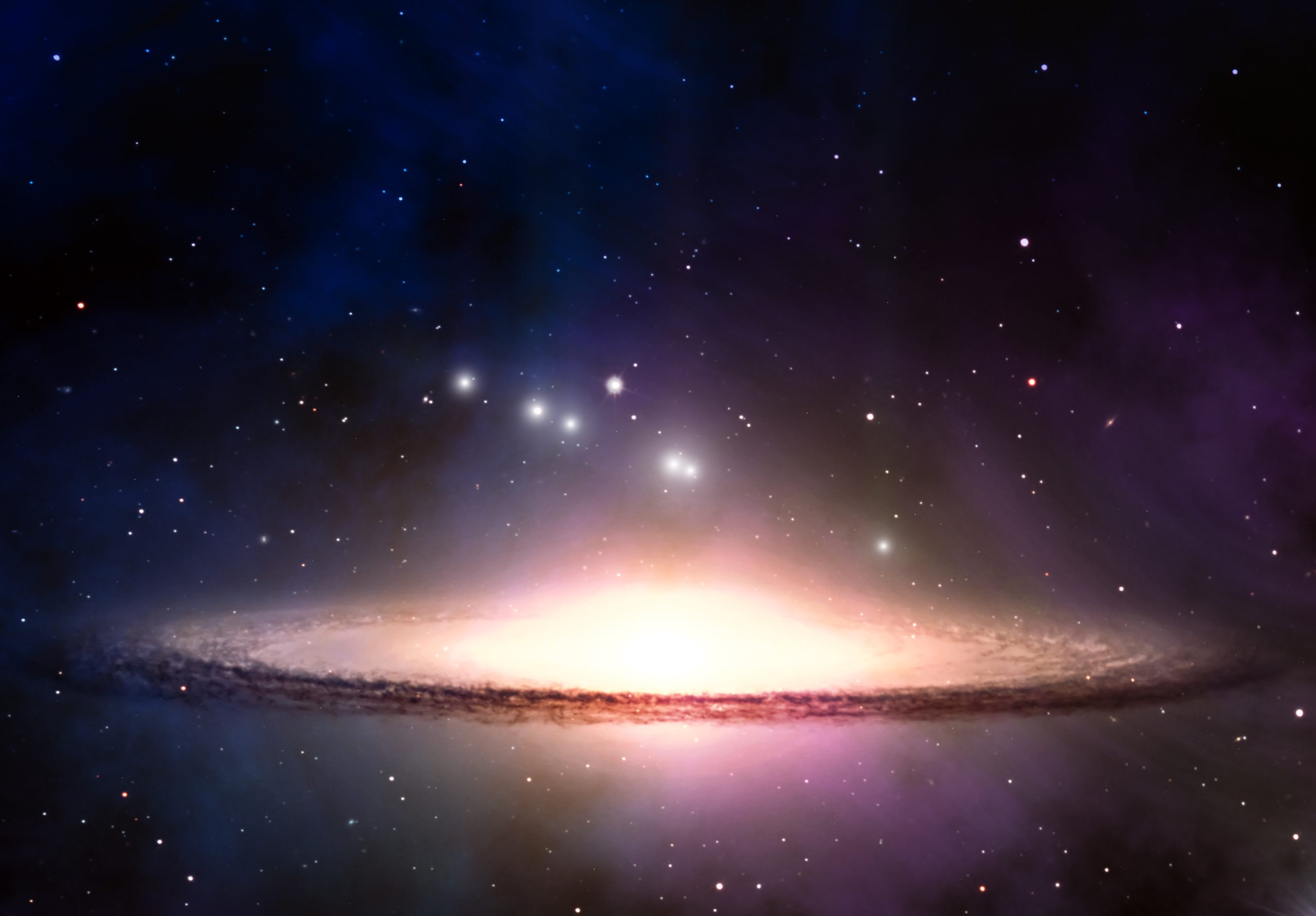 An artist's illustration of a glowing galaxy. Depositphotos.