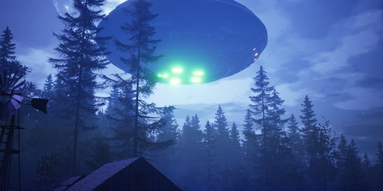 An illustration of a UFO. YAYIMAGES.