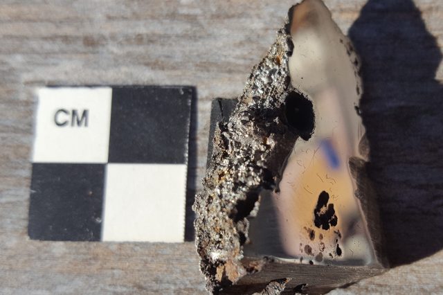 A slice of the El Ali meteorite. Image Credit: University of Alberta.