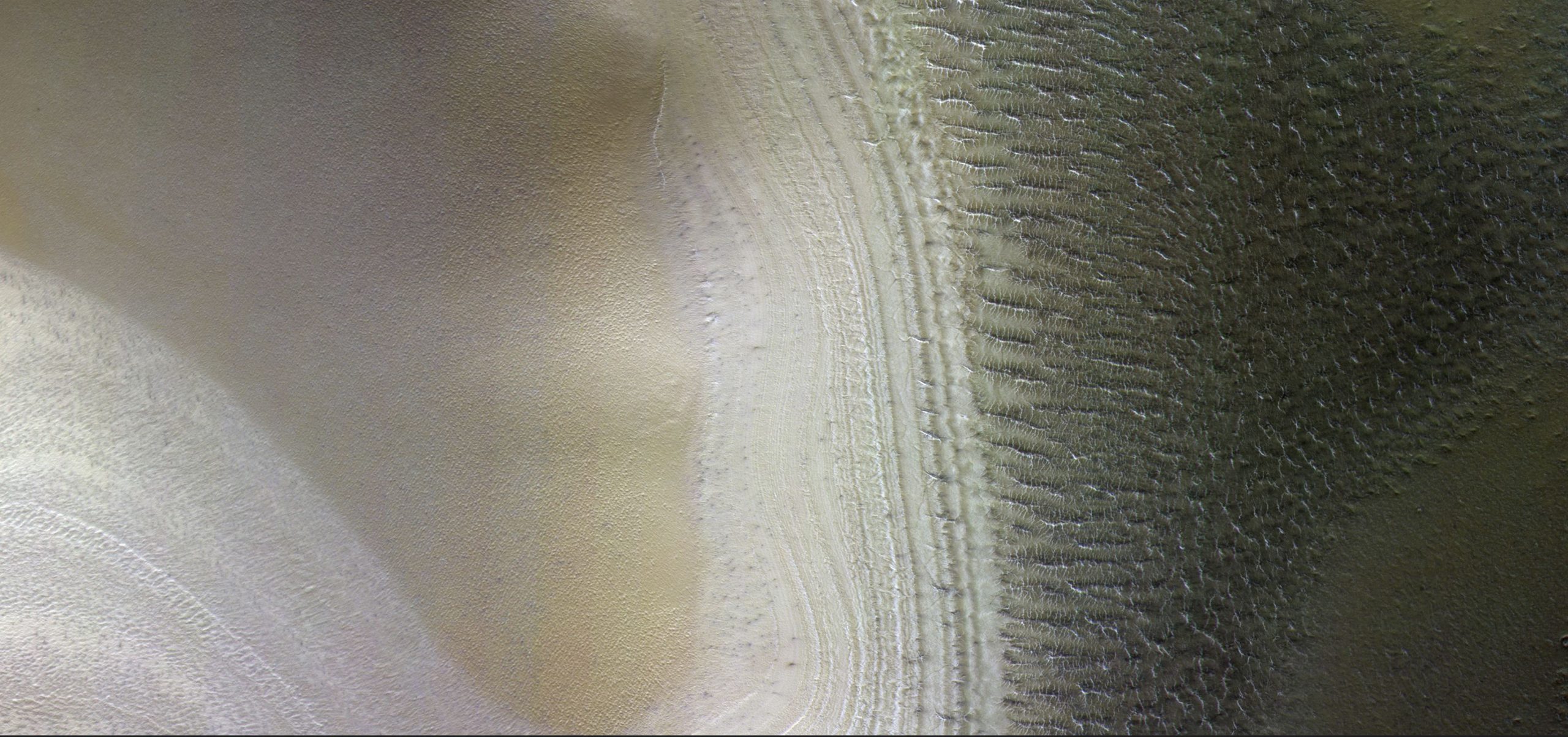 Layered deposits at the south pole of Mars. ESA.