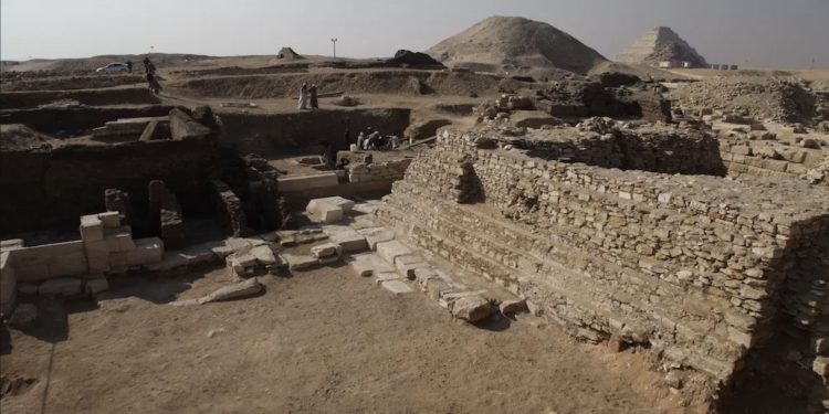 A photograph showing Saqqara and the new Pyramid. Zahi Hawass.