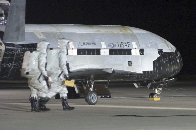 An image of the X-37B secret space plane. Image Credit: DoD.