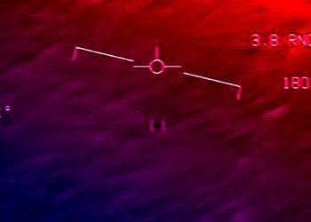 An illustration of a UFO sighting captured by an army pilot