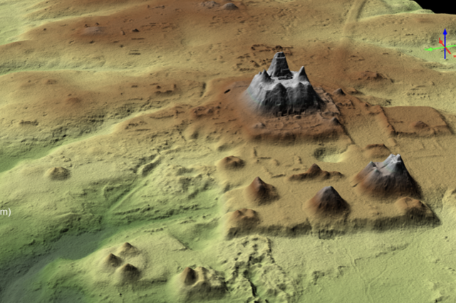 LiDAR scan showing a pyramid belonging to a lost civilization. Image Credit: Cambridge Core.