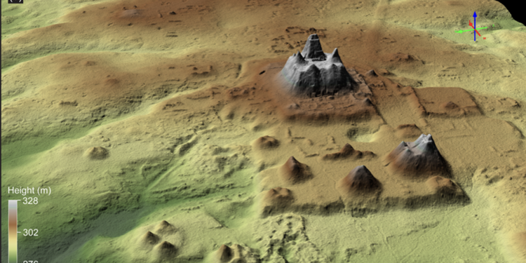 LiDAR scan showing a pyramid belonging to a lost civilization. Image Credit: Cambridge Core.