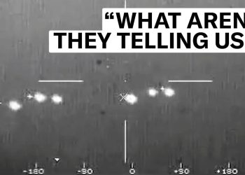 A photograph of a UFO encounter.