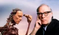 Isaac Asimov and a robot. Depositphotos.