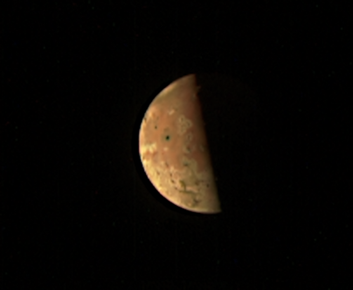 A view of Jupiter's Moon Io. Credit: NASA/JPL-Caltech/SwRI/MSSS.