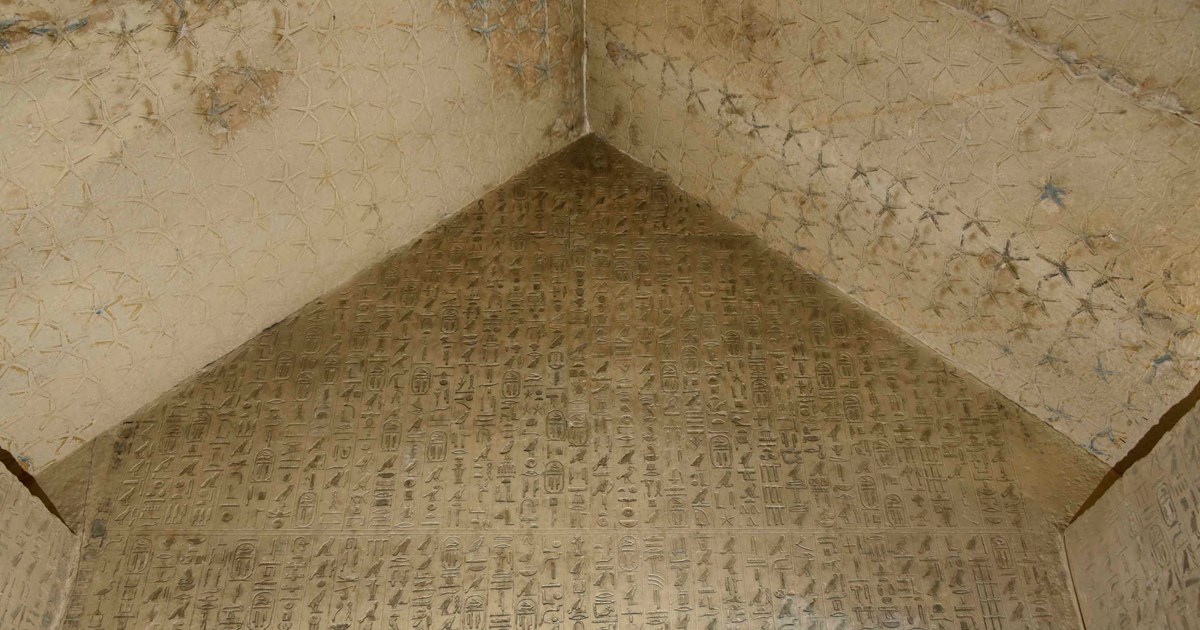 The Pyramid Texts of Pharaoh Unas. Image Credit: Egyptian Ministry of Tourism and Antiquities.