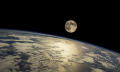 A view of the Earth and the Moon.