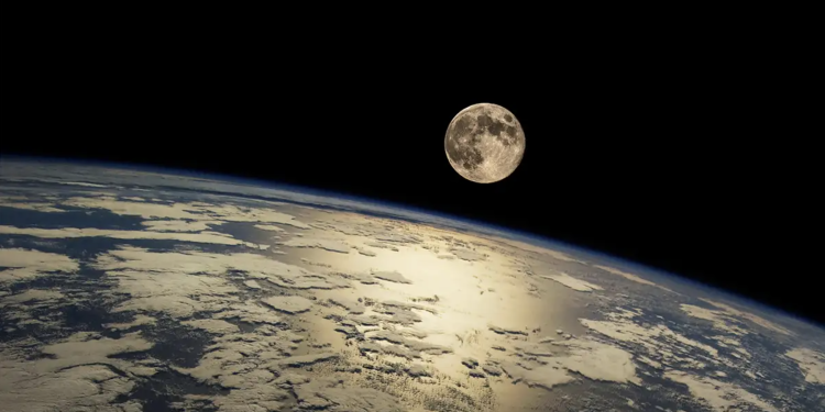 A view of the Earth and the Moon