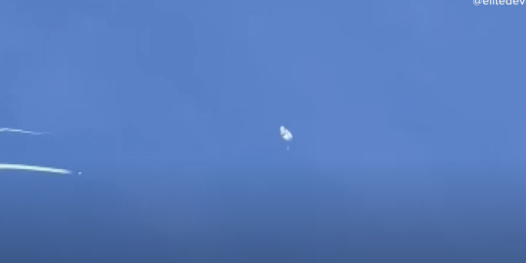 A screenshot from YouTube showing the Chinese Balloon being shot down. Image Credit: WUSA9 / YouTube.