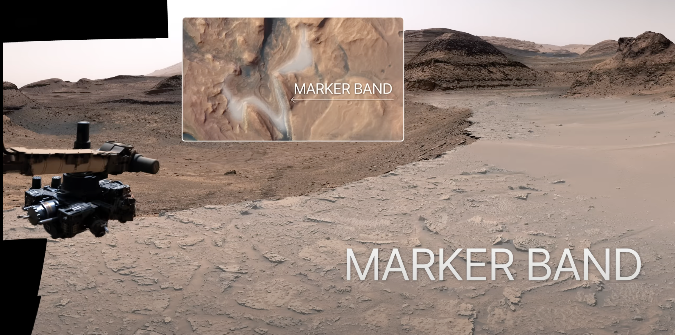Curiosity Rover Marker Band Best Evidence of water and waves on Mars. Image Credit: NASA/JPL-Caltech/MSSS.
