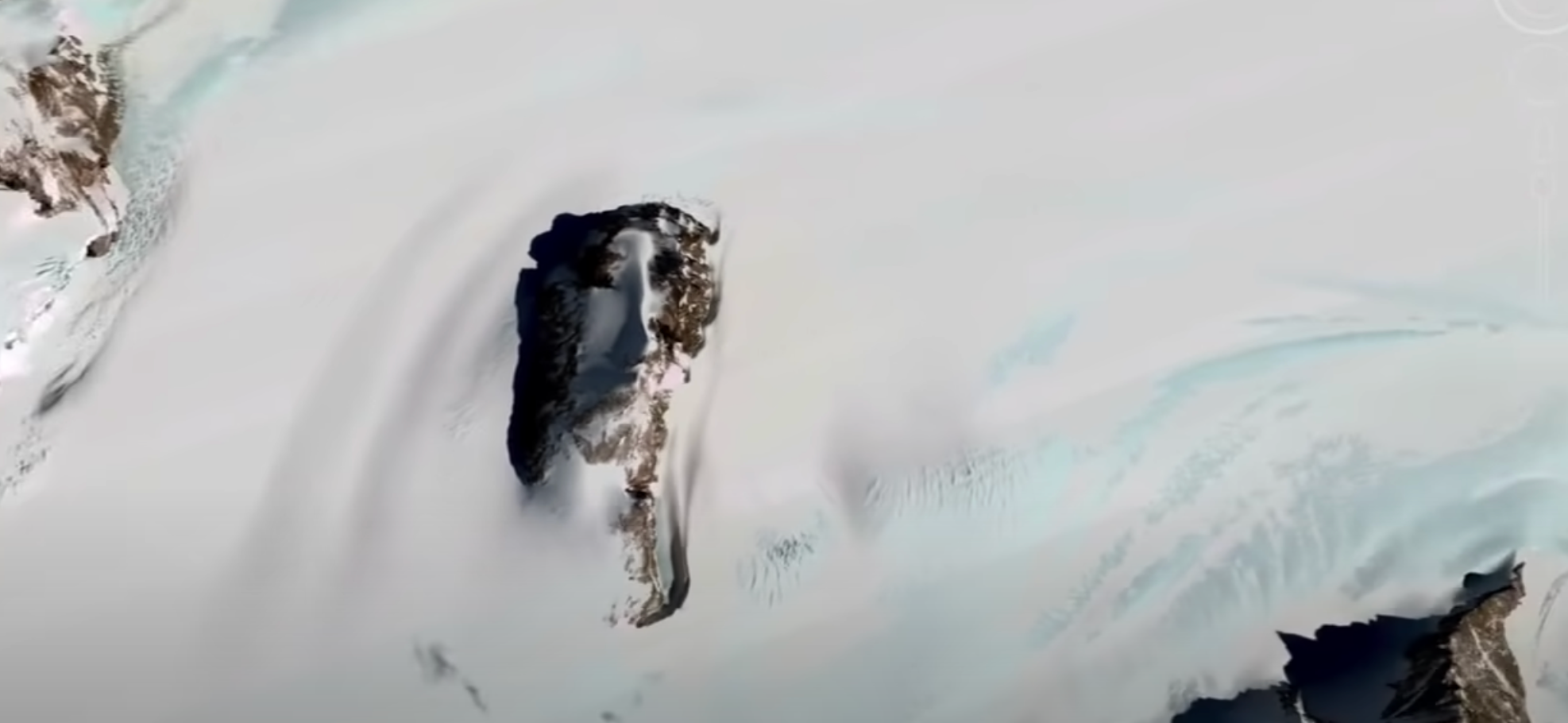A screenshot from Google Earth allegedly showing the Face of Jesus in Antartica. Image Credit: Google Maps.