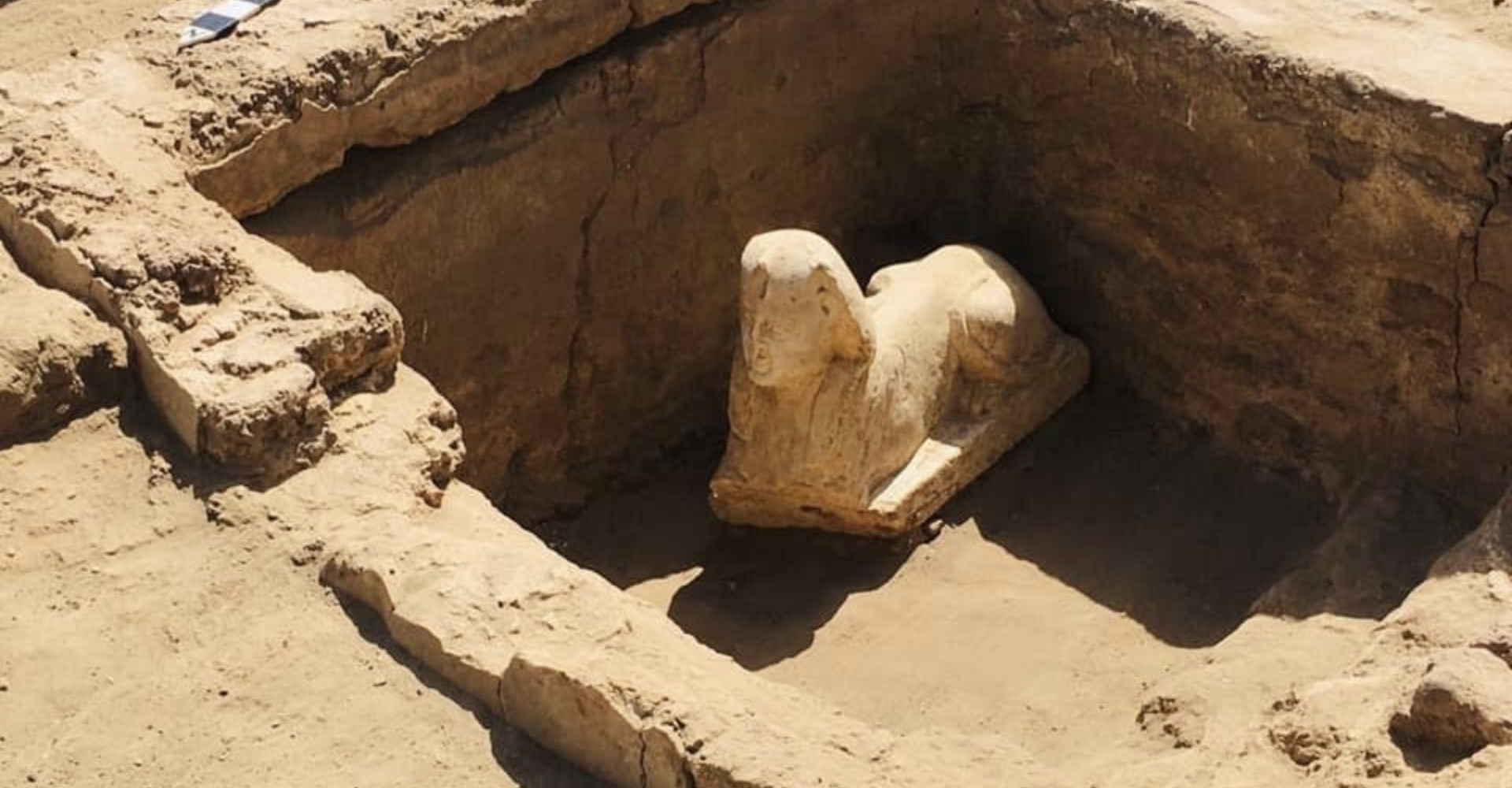 The unearthed Sphinx believed to depict Roman Emperor Claudius. Image Credit: Egyptian Ministry of Antiquities.