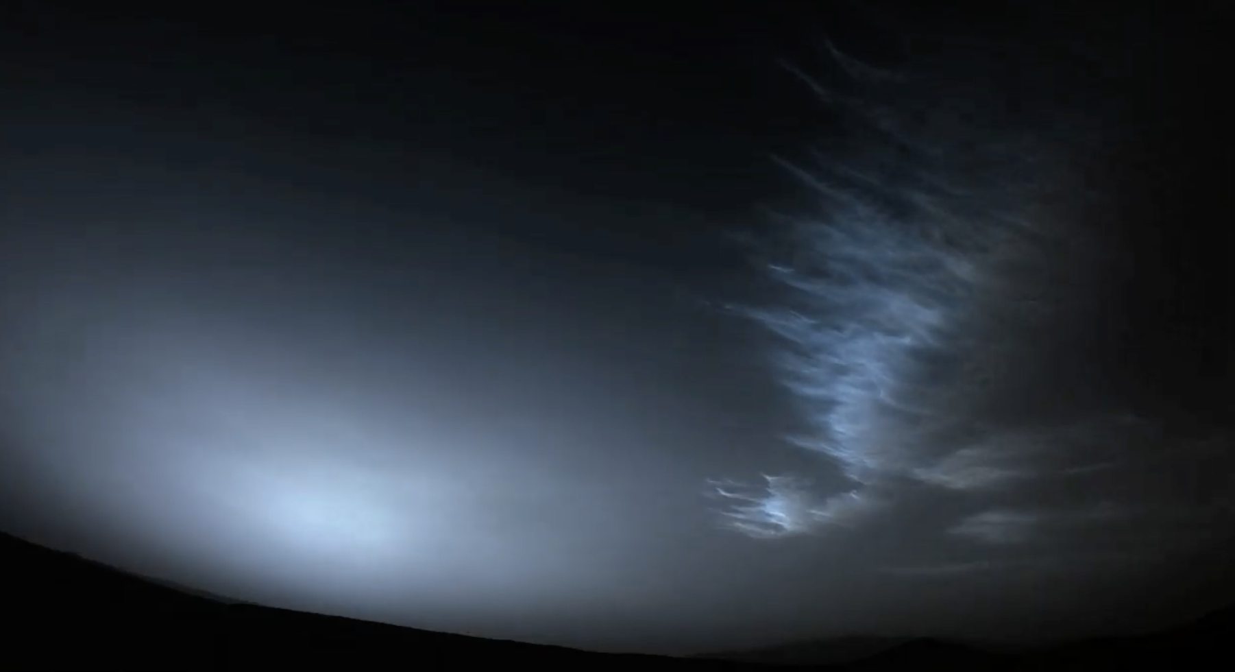 A photograph of high clouds on Mars taken by the Perseverance rover. Image Credit: NASA.