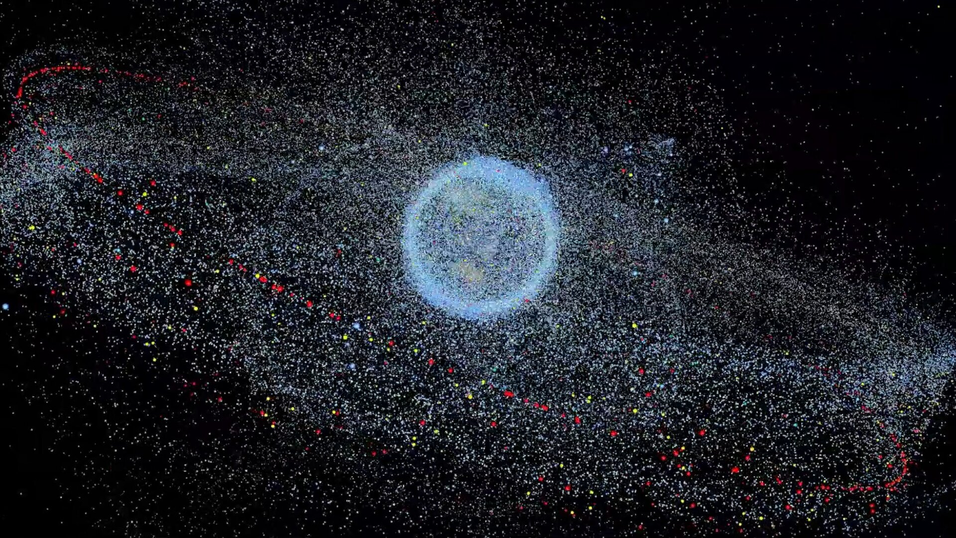 An illustration showig the Distribution of space debris in orbit around Earth. Image Credit: ESA.