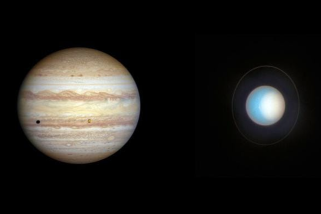Uranus and Jupiter as seen by Hubble. NASA, ESA, STSCI, A. SIMON (NASA.