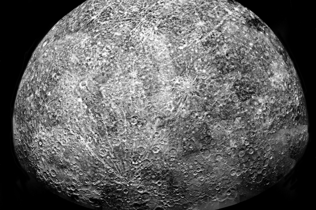 Mariner 10's photograph of Mercury. NASA/JLP.