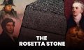 A collage showing prominent historical figures and the Rosetta Stone