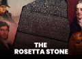 A collage showing prominent historical figures and the Rosetta Stone