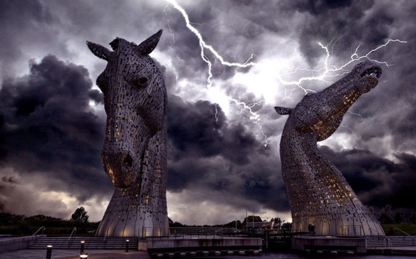 A photo of the Kelpies monument. Reddit.