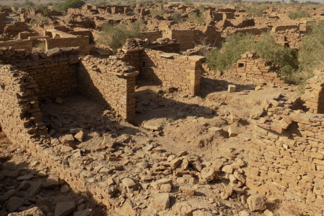 A photograph showing the ruins of Kuldhara. Wikimedia Commons.