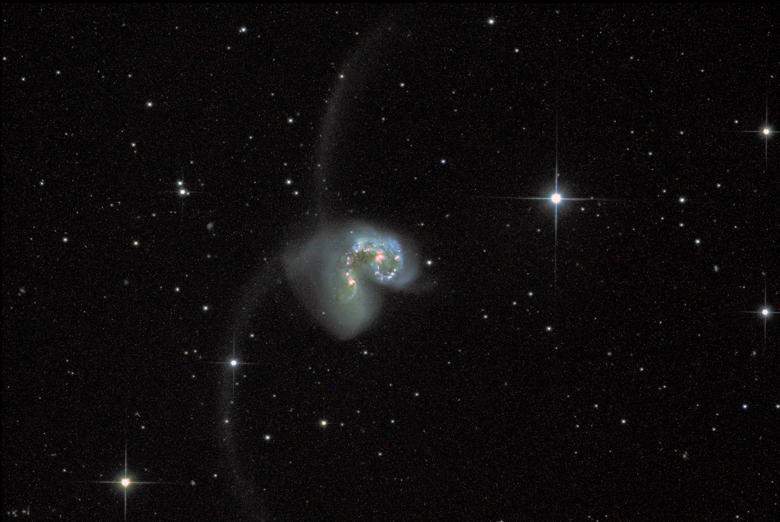 A photograph of the Antennae Galaxies. Image Credit: NASA/SuperBIT.