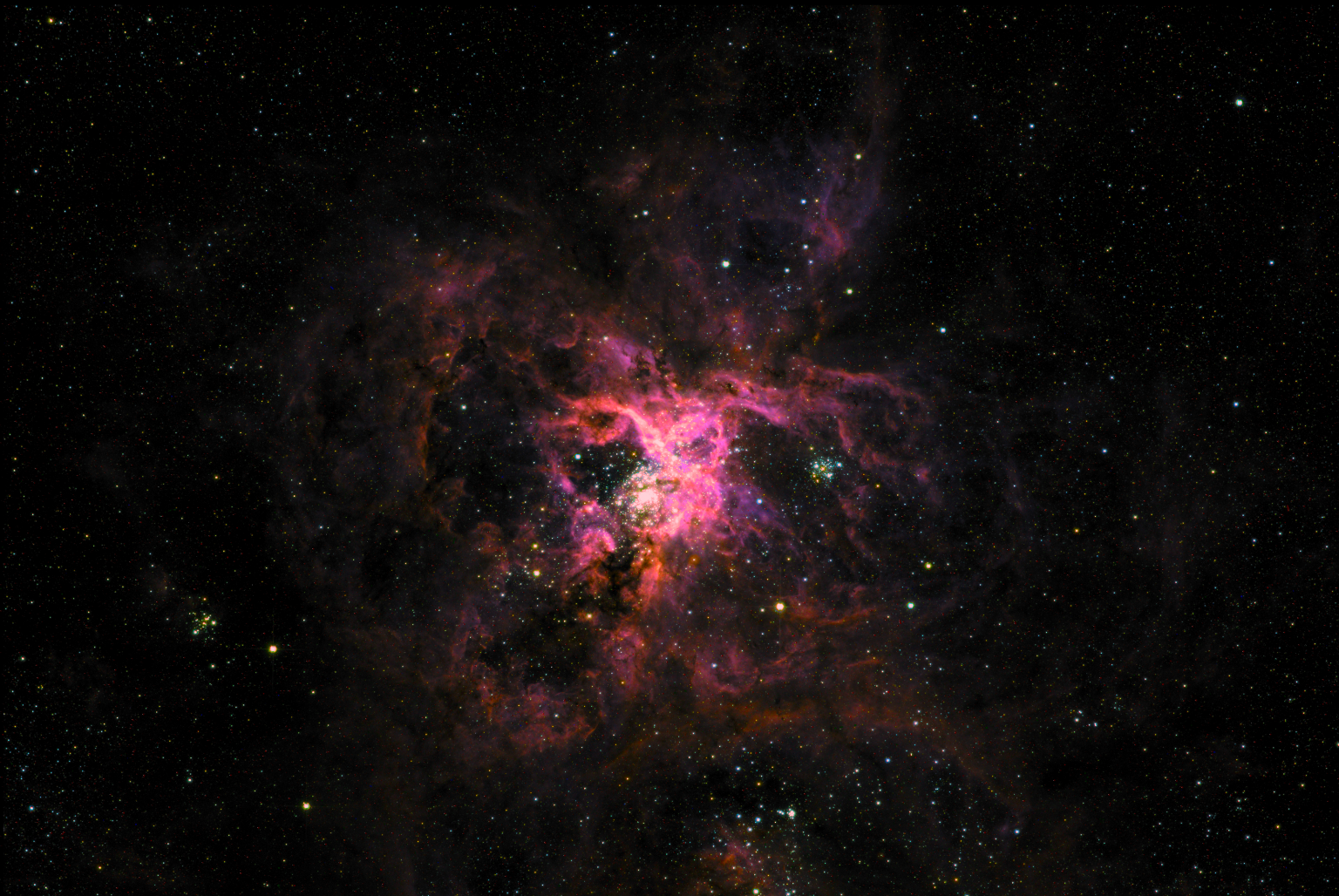A photograph of the Tarantula nebula taken by the Balloon-Borne SuperBIT Telescope. Image Credit: NASA/SuperBIT.