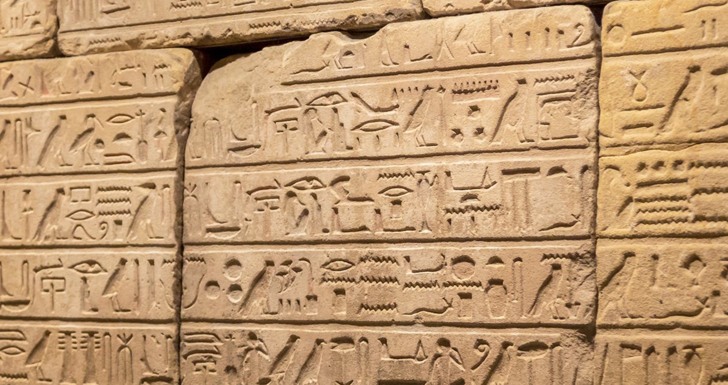 A photograph showing ancient Egyptian hieroglyphs