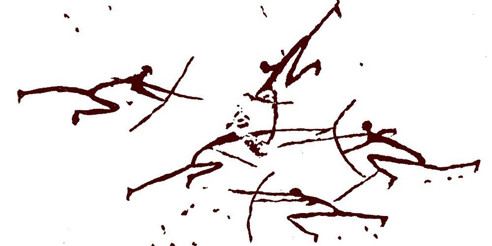 Mid-Holocene cave art showing a scene of War. Wikimedia commons.
