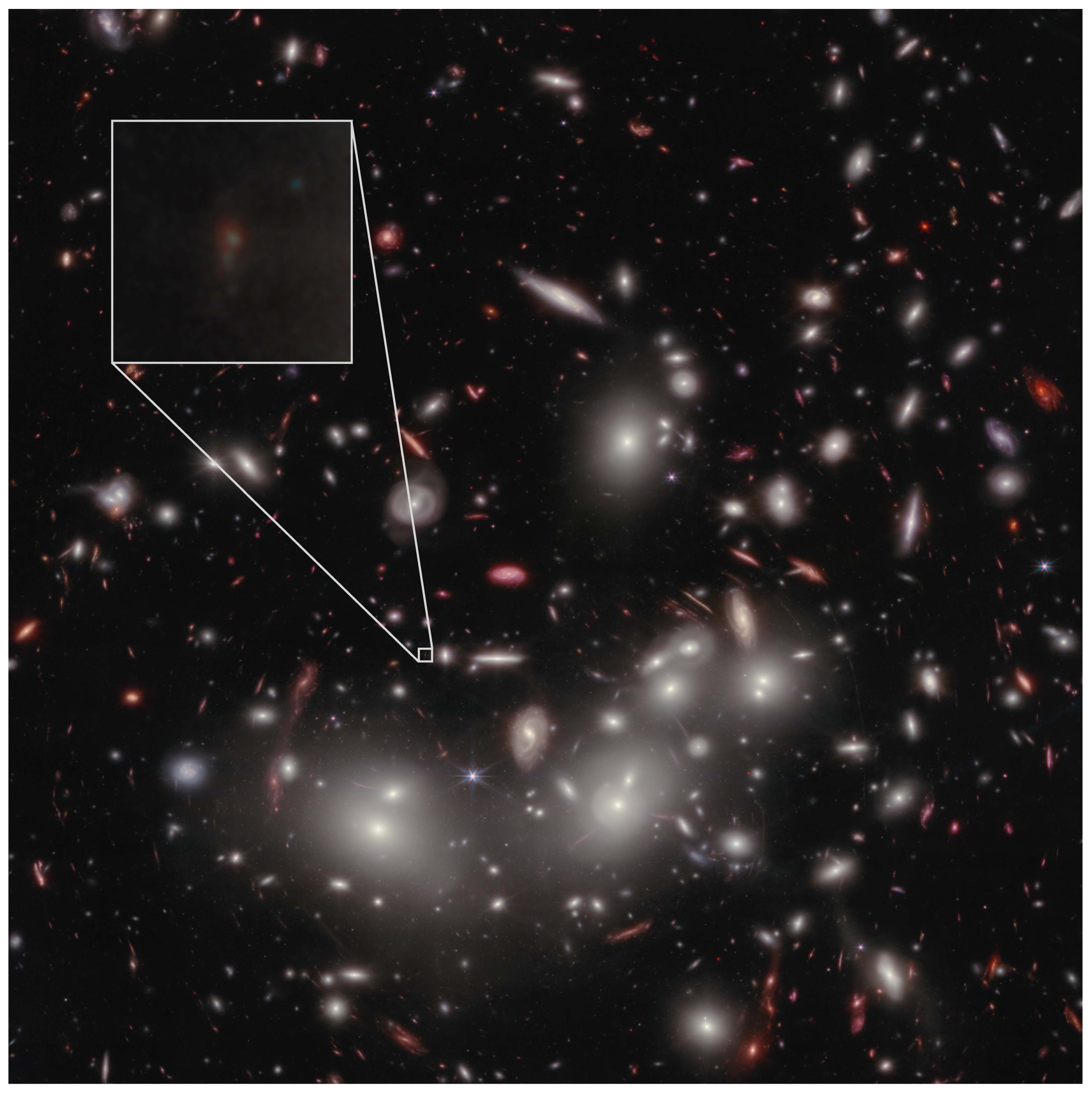 This is the universe's dimmest galaxy. Credit: NASA, ESA, CSA, Swinburne University of Technology, University of Pittsburgh, STScI.