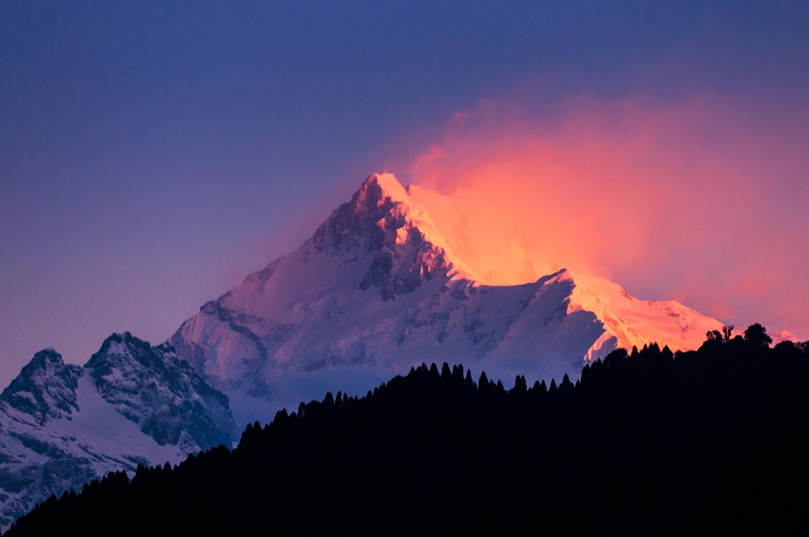 The majestic Kanchenjunga range of the himalayas at first light