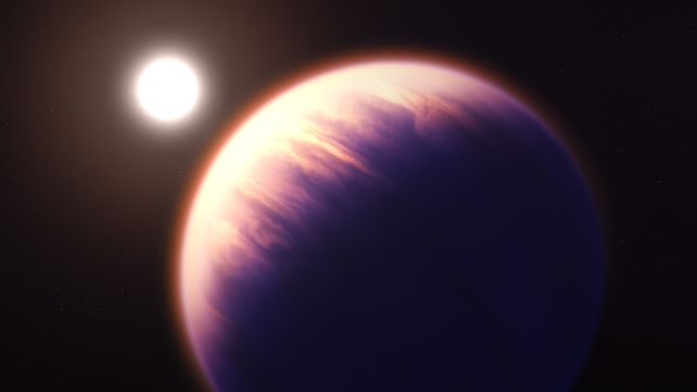 An artist's impression of a cotton candy exoplanet. (NASA, ESA, CSA, J. Olmsted/STScI)