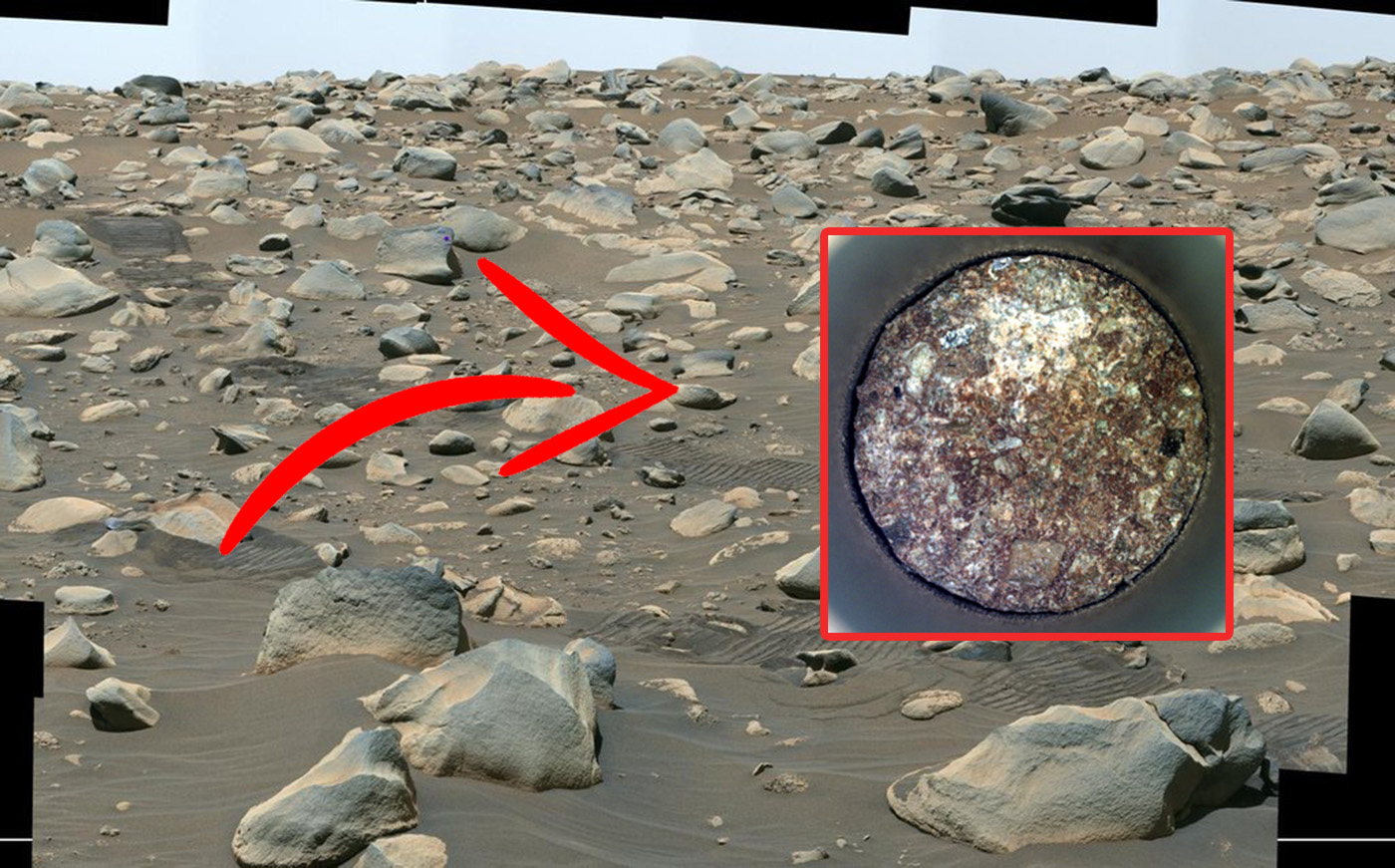Perseverance 20th Mars rock sample. NASA/Curiosmos.