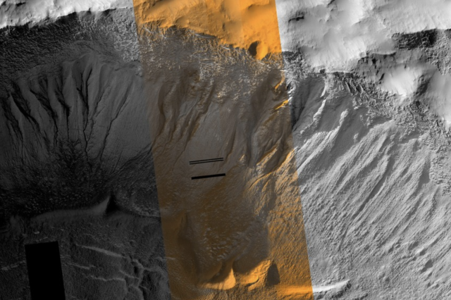 A view of Gullies on Mars. Image Credit: NASA/JPL/Univ. of Arizona.