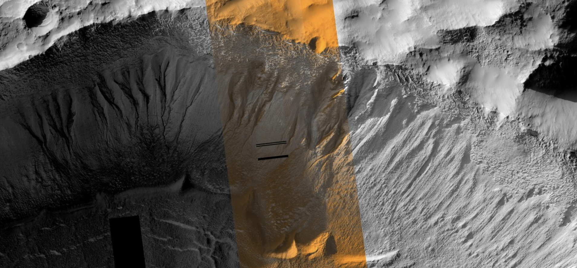 A view of Gullies on Mars. Image Credit: NASA/JPL/Univ. of Arizona.