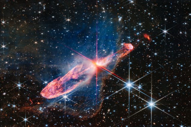 Webb's image of Herbig-Haro 46/47. Credit: NASA, ESA, CSA. Image Processing: Joseph DePasquale (STScI)