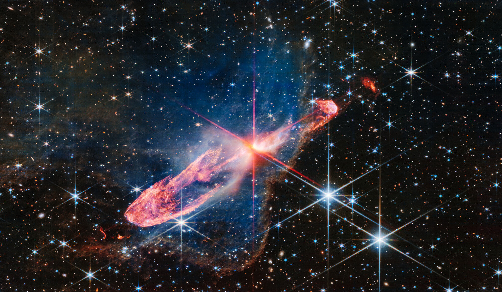 Webb's image of Herbig-Haro 46/47. Credit: NASA, ESA, CSA. Image Processing: Joseph DePasquale (STScI)