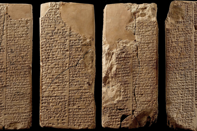 A photograph showing the four sides of the Sumerian King List