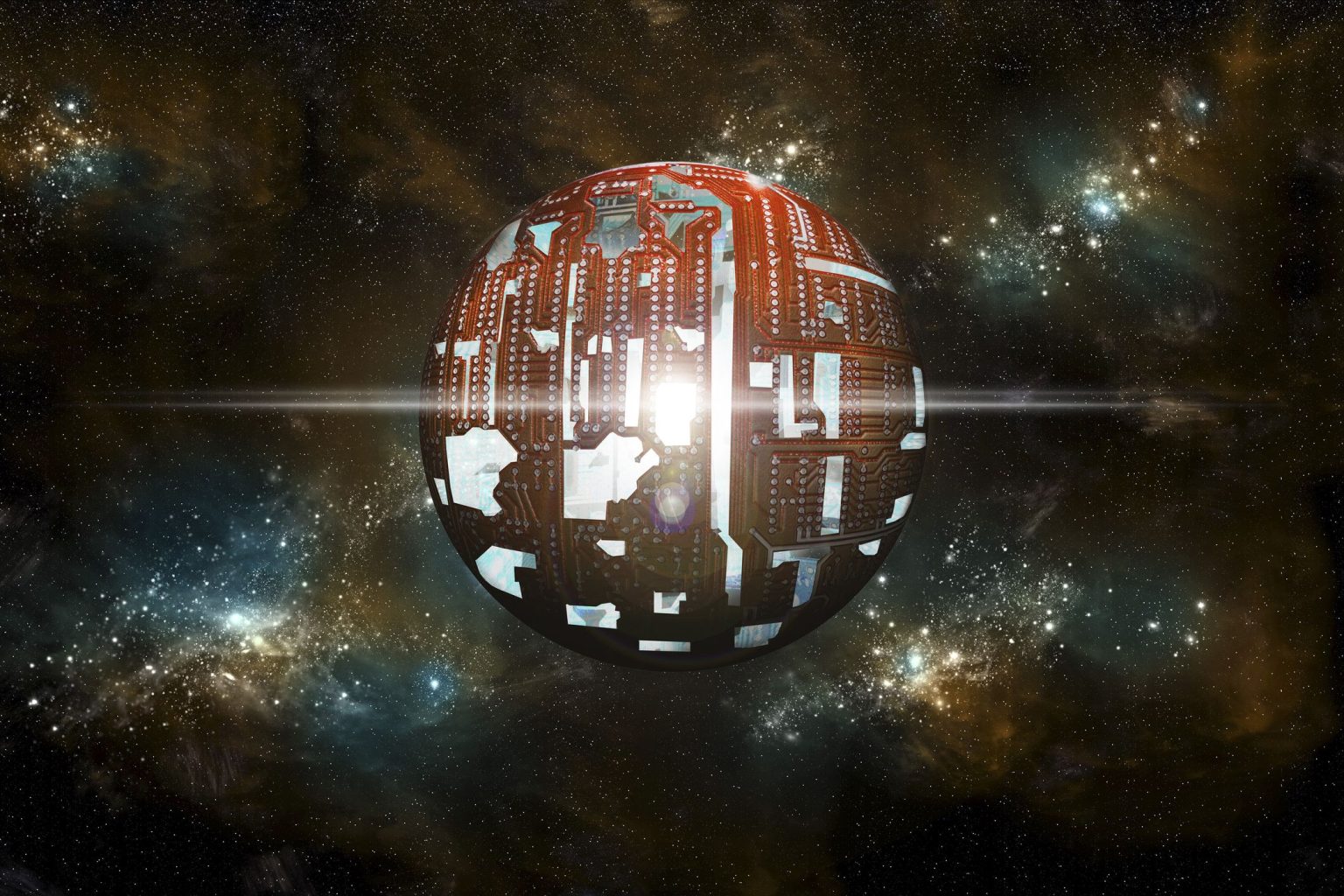 Illustration of an alien technosignature