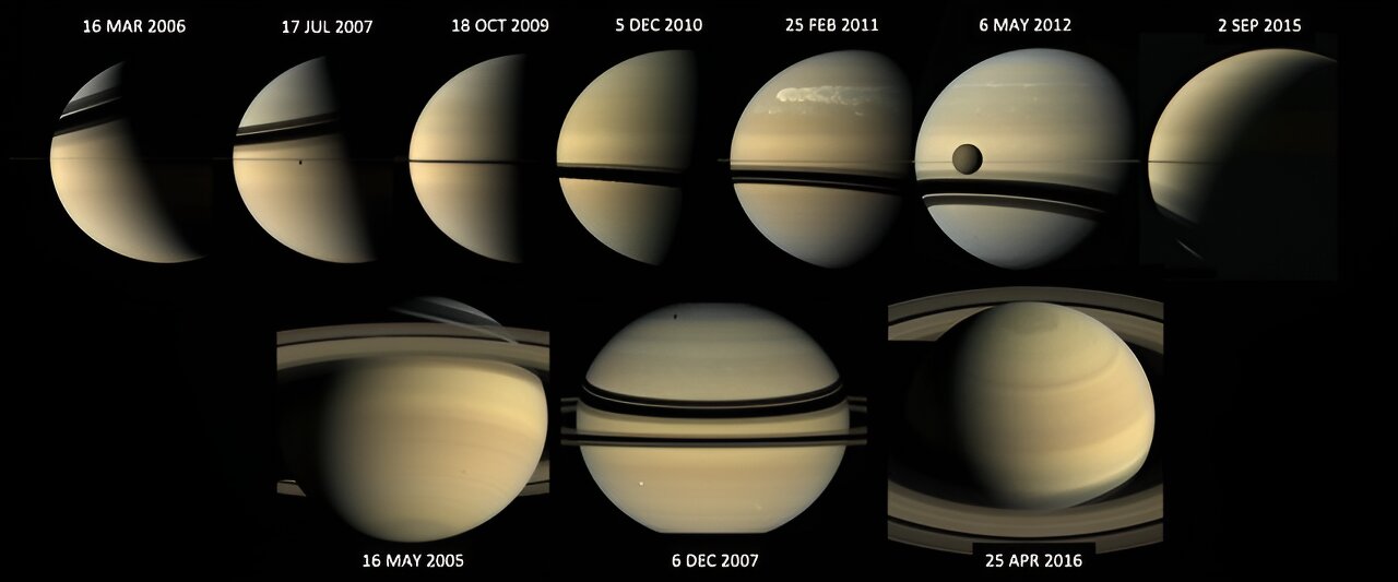 The Cassini Imaging Science Subsystem (ISS) observed variations in Saturn's sunlight exposure from 2004 to 2016.