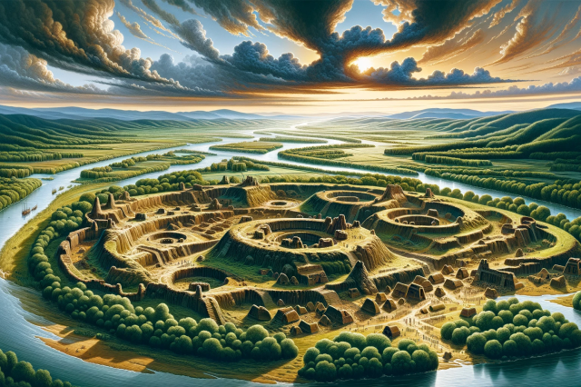 An artistic illustration of the Bronze Age Megastructures