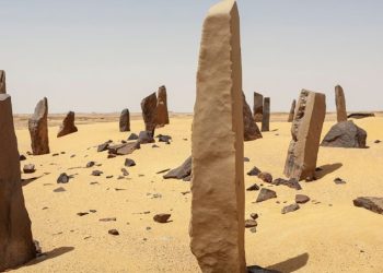 These ancient astronomical observatories are older than the pyramids. A photograph showing the stones of Nabta Playa.