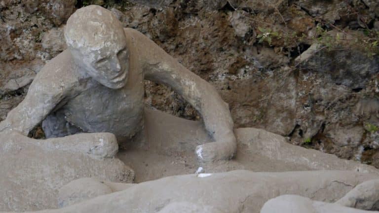The lost cities buried beneath volcanic rock. An example of the so-called plaster casts of Pompeii.