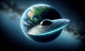 An illustration of a UFO with the Earth in the background. Credit: Curiosmos.